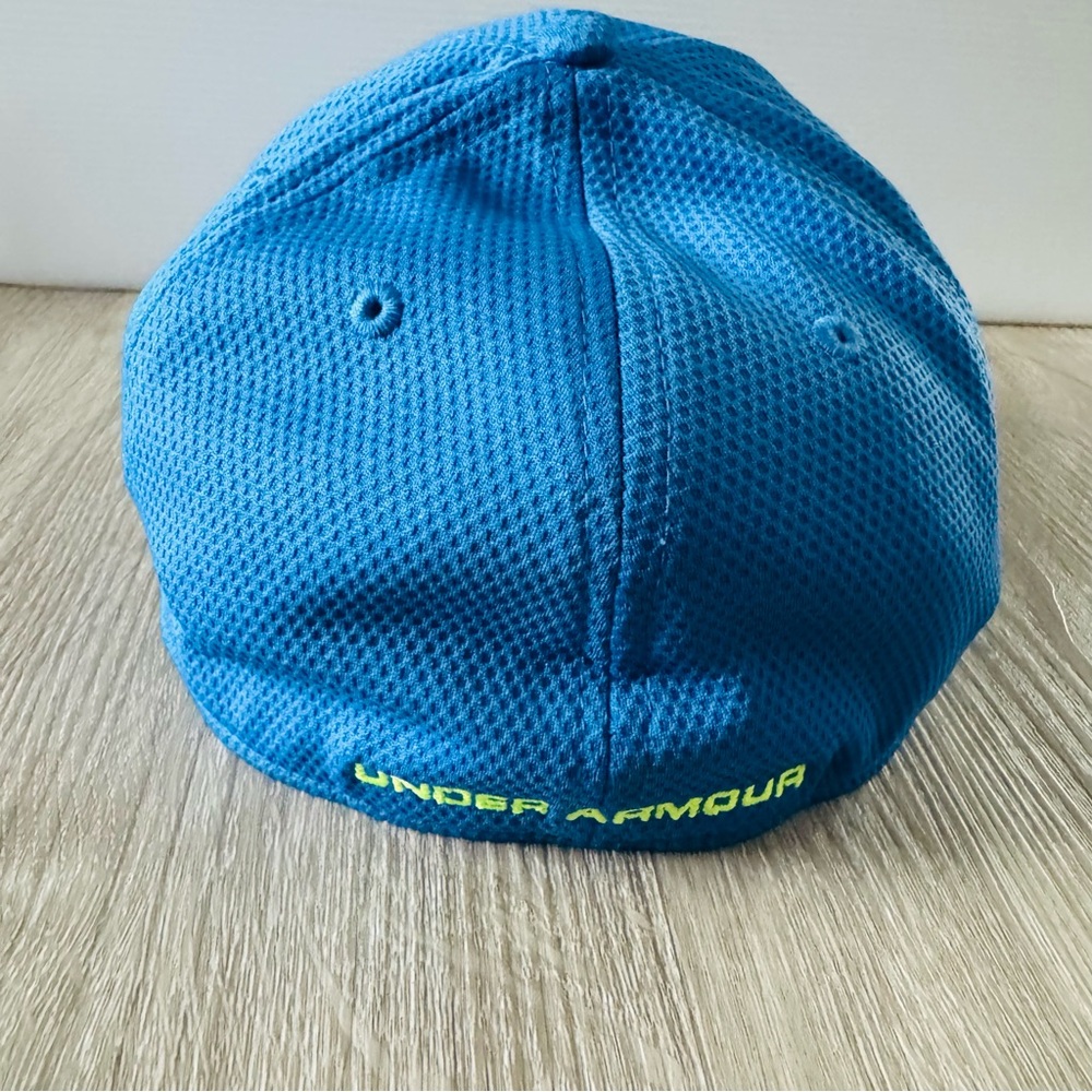 Under Armour Blitzing Hat Golf Baseball Athletic -Bright Blue/Neon Yellow - L/XL - Picture 5 of 9